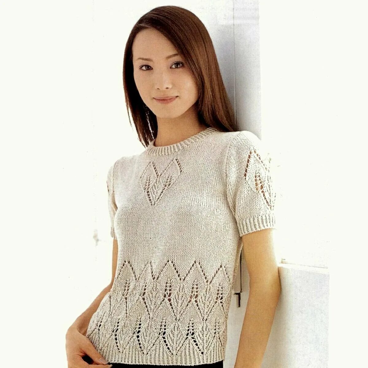 Японские свитеры. Кофта ажурная с коротким рукавом. кофточка ажурная с короткими рукавами. японские кофточки спицами. ажурный джемпер с коротким рукавом.