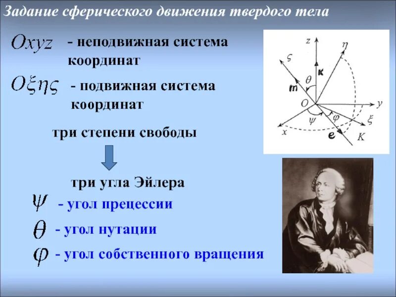 Твердая неподвижная. Кинематические формулы Эйлера. Углы Эйлера. Углы Эйлера теоретическая механика. Сферическое движение твердого тела углы Эйлера.