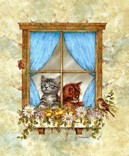 Кошка на окошке дом на курьих