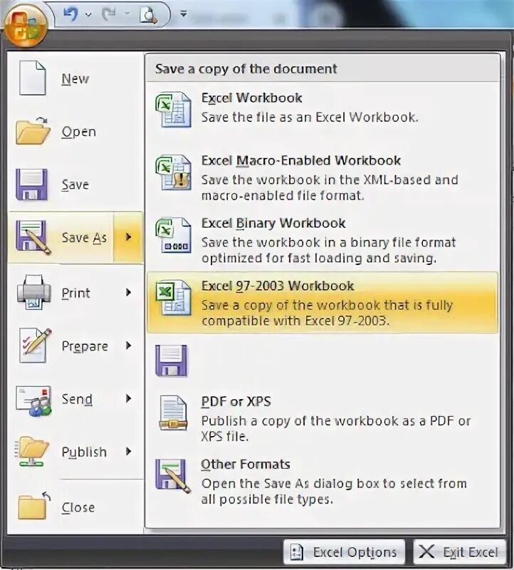 Excel 97 2003 workbook