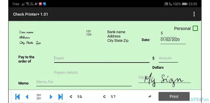 Check printing. Trade check printing.