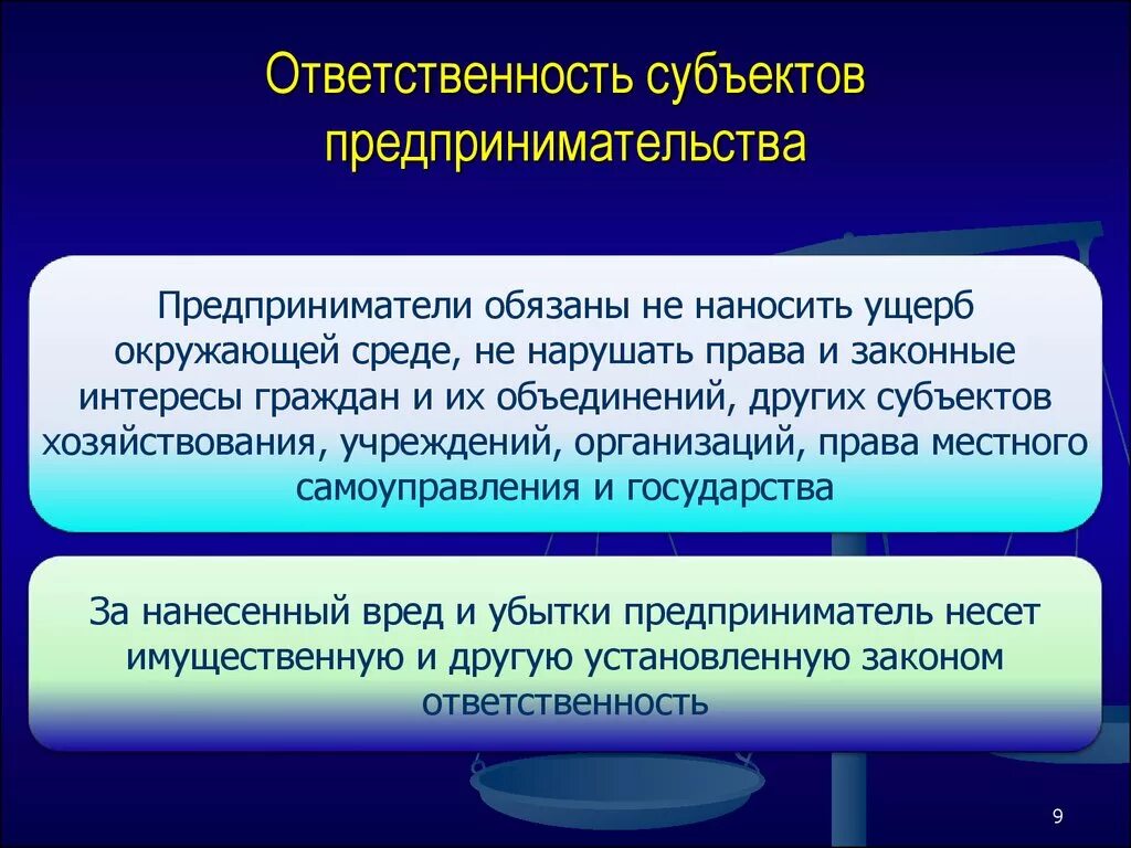 Особенности предпринимательской ответственности