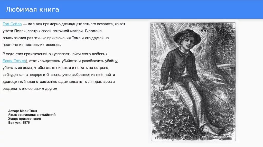 Том сойер анализ произведения. Том Сойер описание мальчика. Приключения Тома Сойера портрет героев. Приключения Тома Сойера презентация. Литературный герой том Сойер.