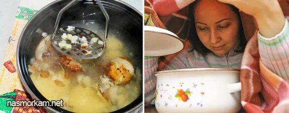 Можно ли дышать картошкой при насморке. Ингаляция над картошкой. дышать над картошкой при насморке. дышит паром над картошкой. ингаляция картофельным паром.