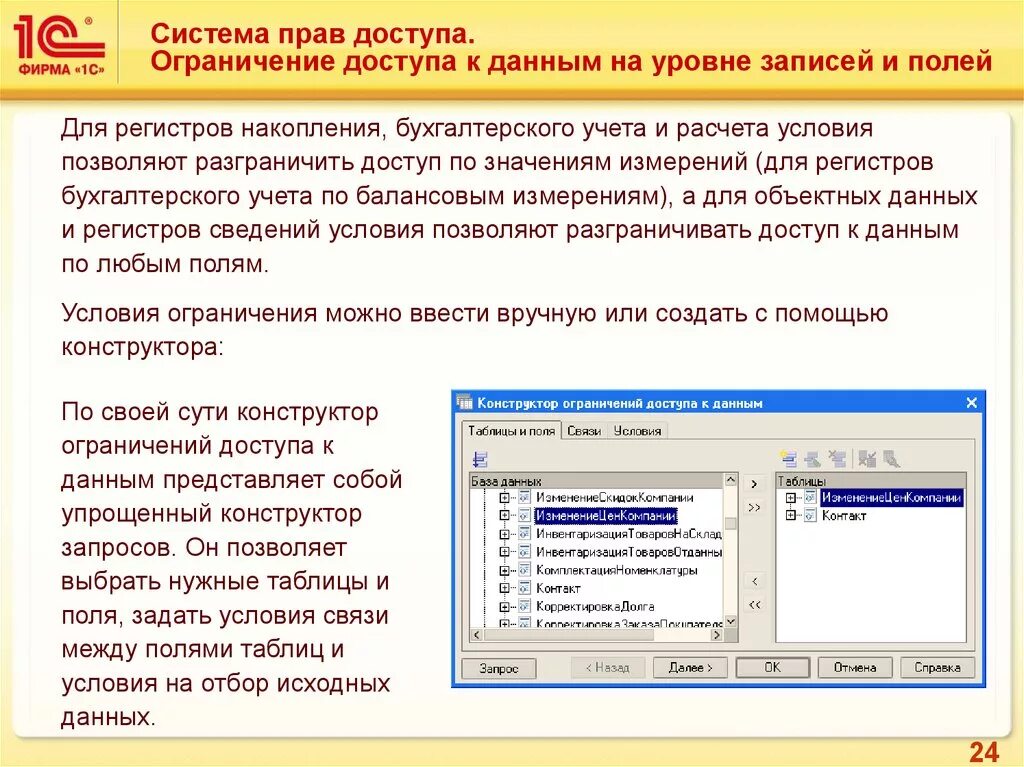 Система прав доступа. Ограничение доступа к данным 1с. Конструктор ограничений доступа к данным. Ограничение прав доступа и полномочий описание. Условие доступа к правам