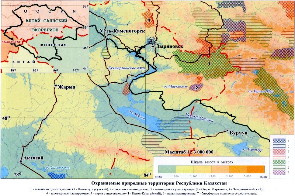 Карта восточного казахстана