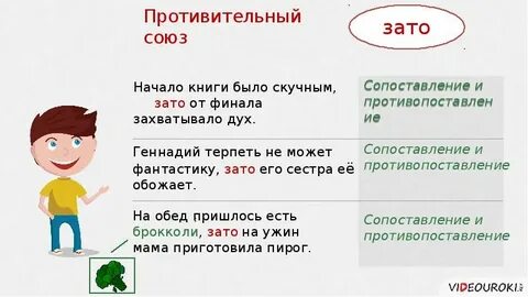 Укажите предложение с союзом зато