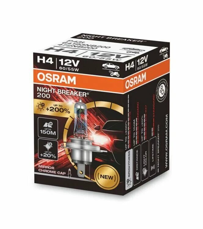 Osram Night Breaker 200 h4. Автолампа h4 55/60w 12v +200% Night Breaker (64193nb200_HCB) 2шт. Osram 64193nb200 h4 60/55 p43t (+200%) Night Breaker 200. Osram Night Breaker Laser h4 +200.