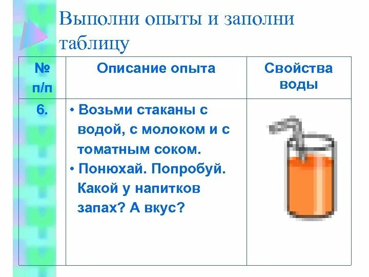 Заполнить таблицу свойства воды. Свойства воды заполнить таблицу. Выполните опыты и заполните таблицу. Стаканы с молоком водой и томатным соком. Опыт с молоком и водой свойства воды и молока.