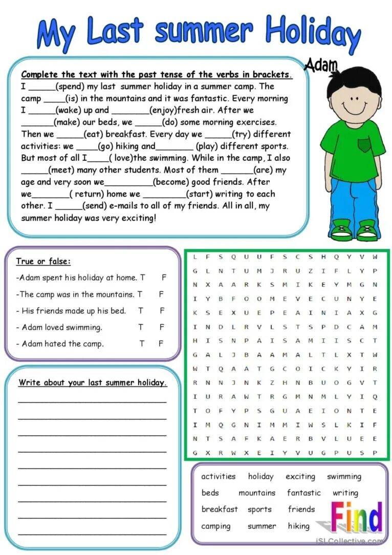 Questions about camps. Worksheets чтение. My Summer Holidays задания. Задания на английском Summer vacation. Английский Holiday activities Worksheet.