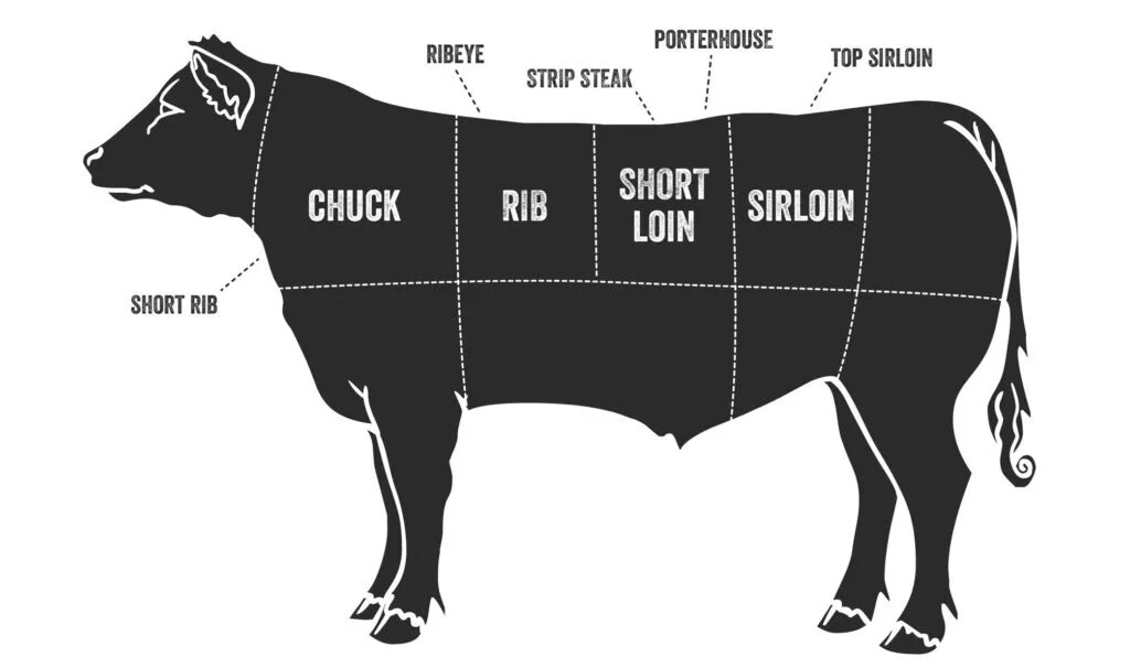 Рибай какая часть. Стейк Рибай часть туши. Стейк Рибай схема. Рибай часть говядины. Схема туши говядины Рибай.