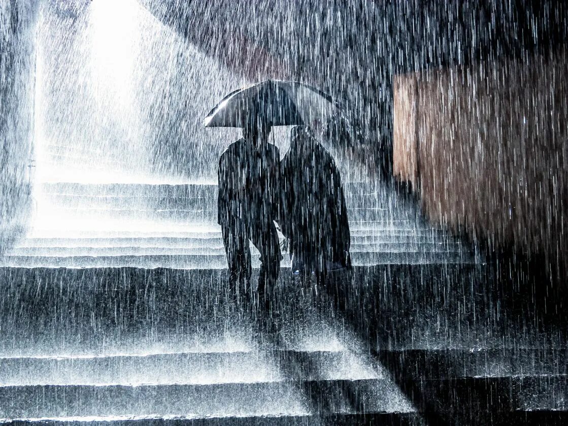 Pour with rain