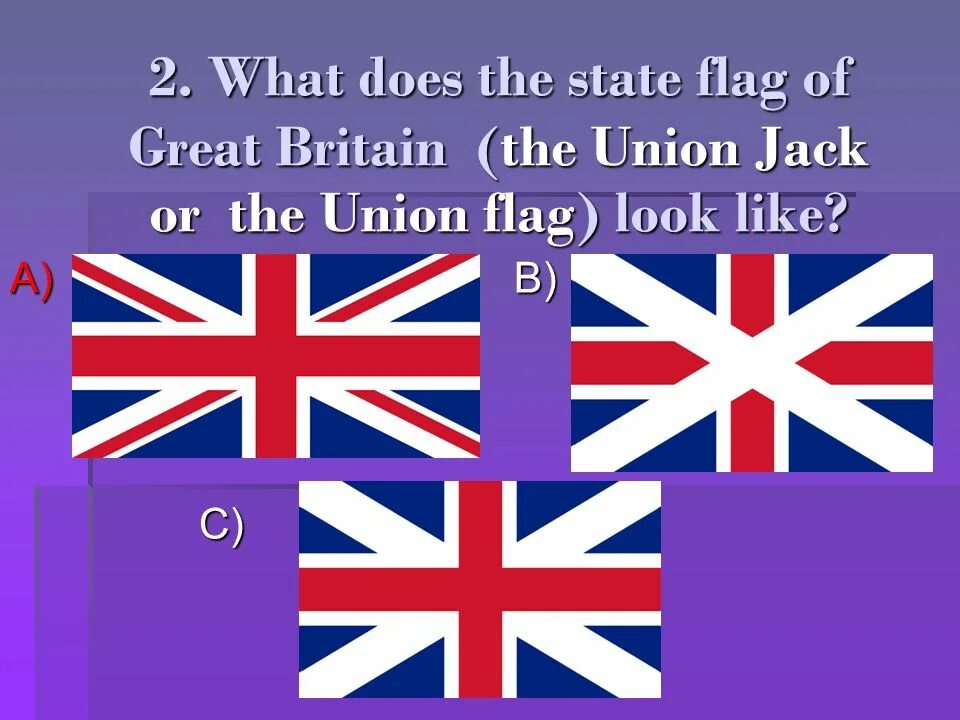 The Flag of great Britain presentation.