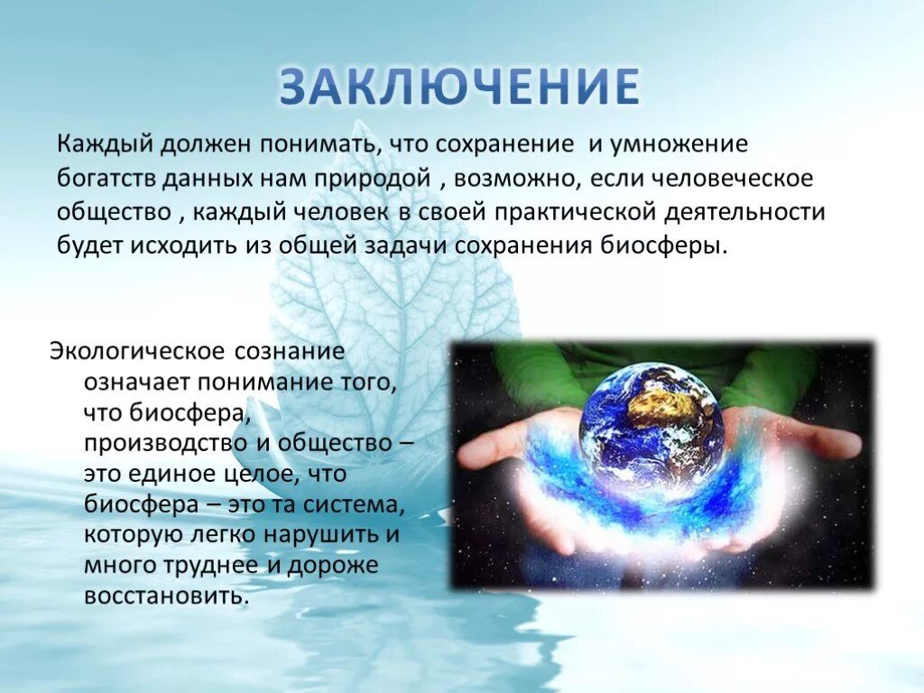 Законы природы открытые человеком. Проблемы сохранения биосферы. Вывод по биосфере. Вывод по теме Биосфера и человек. Презентация на тему экология.