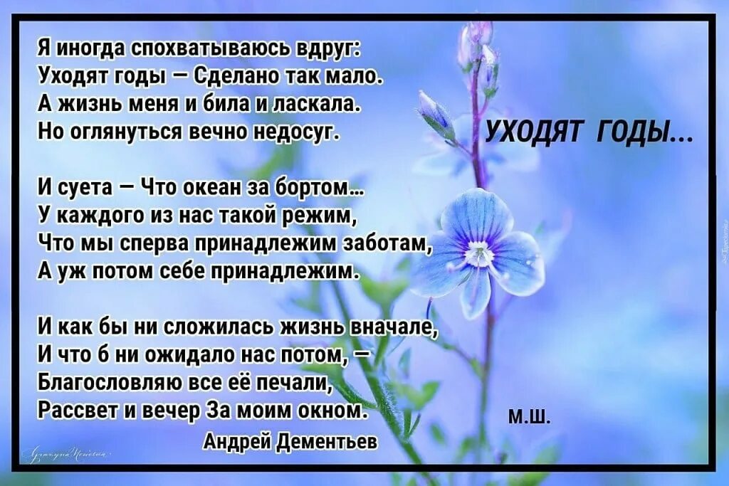 Что такое годы стихотворение. Дементьев я иногда спохватываюсь вдруг. Стих Дементьева я иногда спохватываюсь вдруг. Я иногда спохватываюсь вдруг уходят годы сделано так мало.