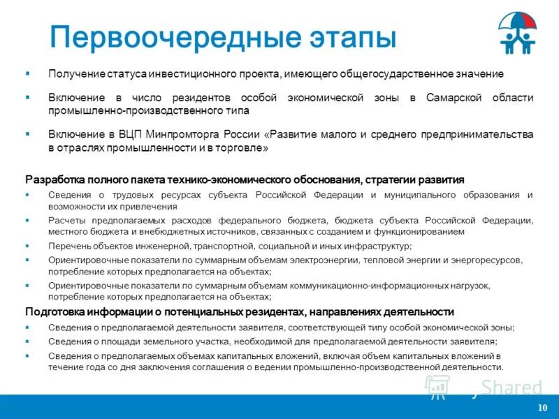 Статус инвестиционных проектов