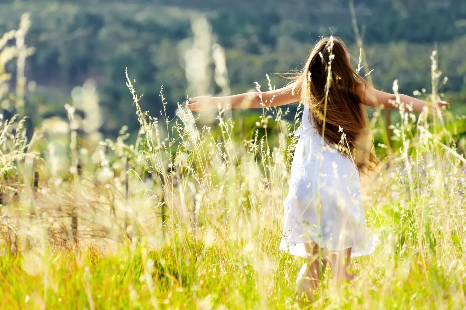 Навстречу рано. Девушка бежит в поле. Девушка в поле со спины. Счастливая девушка на природе. Девушка бежит по полю.