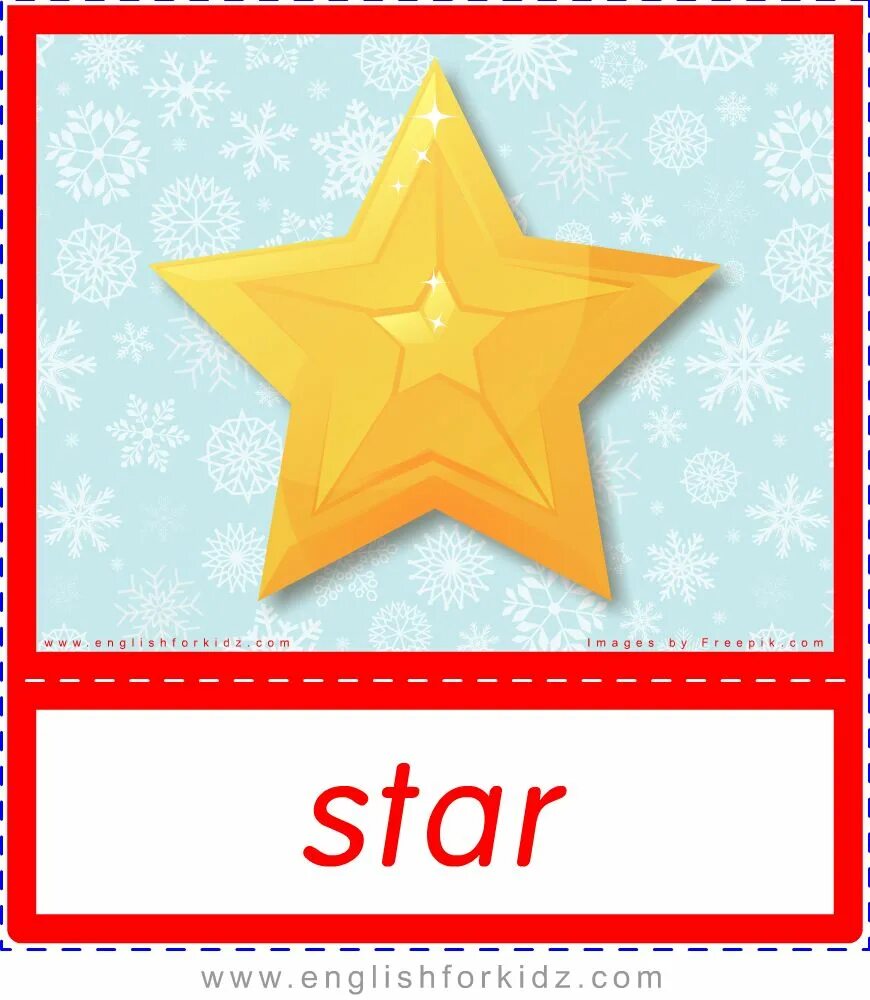 Flashcards star. Star flashcards for kids. christmas star flashcard. christmas star for kids.