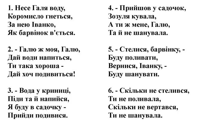 Несе галя воду на украинском