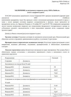 Отчет аудита пример