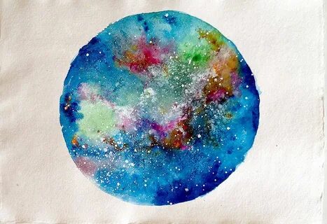 Рисунки космоса акварелью