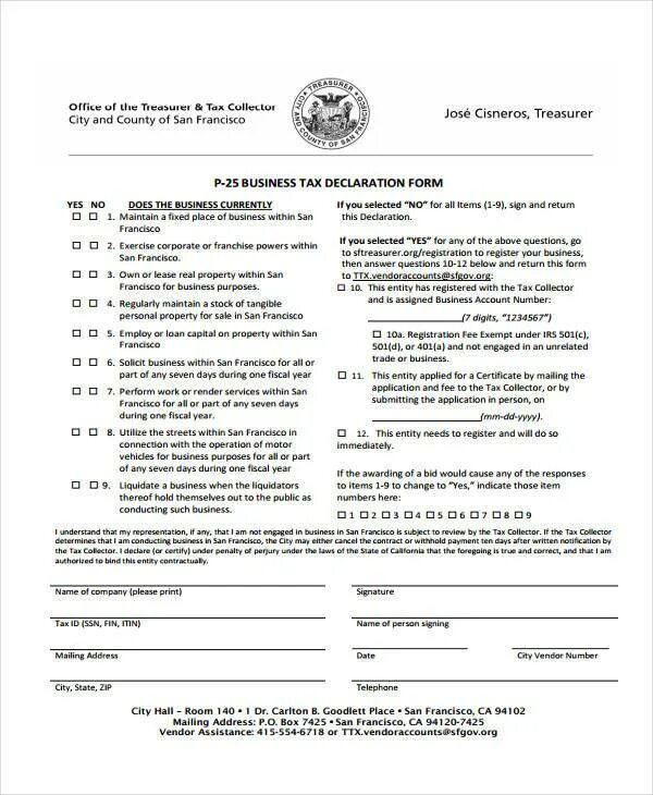 Sample of a Declaration. Declaration example. Declaration form example. Declaration in English example.