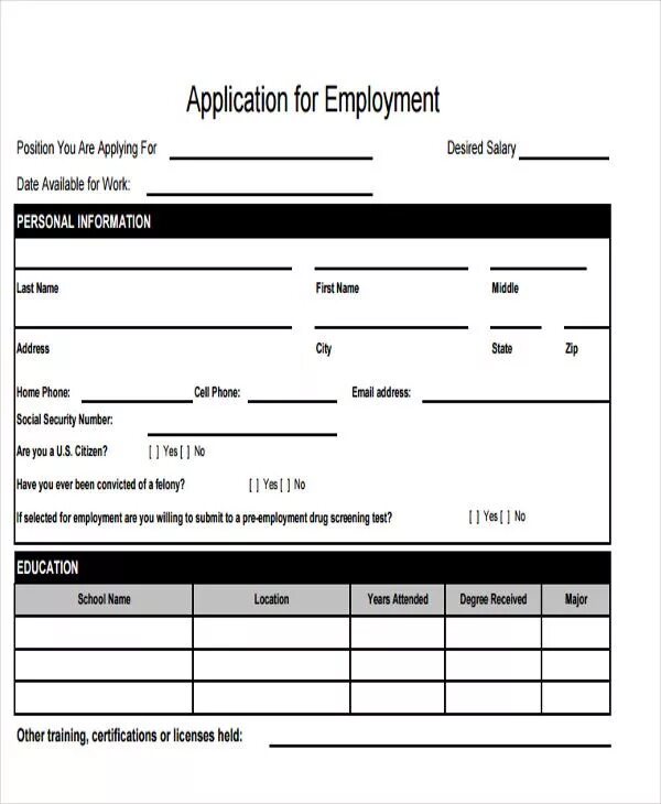 Application format. Application for employment. employment application form. application form for employment. application шаблон.