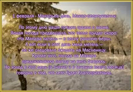 Примет на 1 февраля