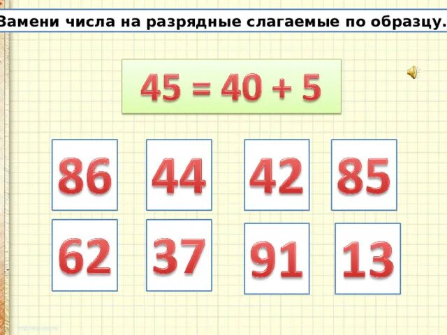 Замени число суммой разрядных слагаемых 2 класс. Замена числа суммой разрядных слагаемых. Замена двузначного числа суммой разрядных слагаемых. Сумма разрядных чисел 3 класс.