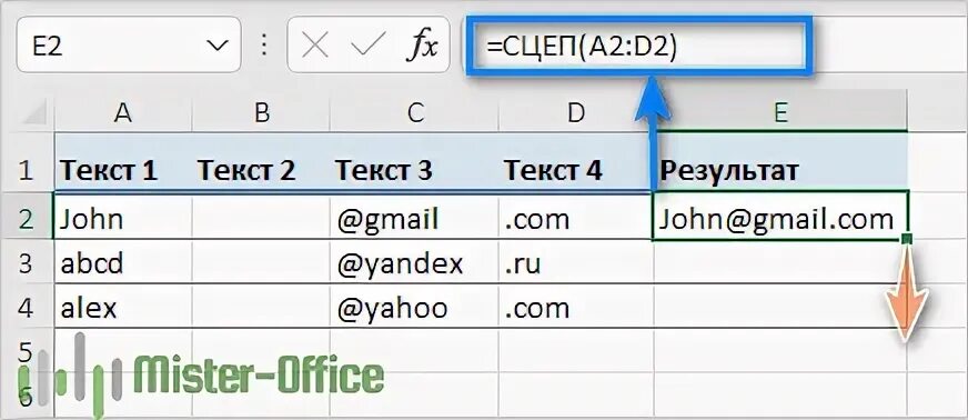Как объединить текст в двух столбцах. Как объединить текст в двух столбцах