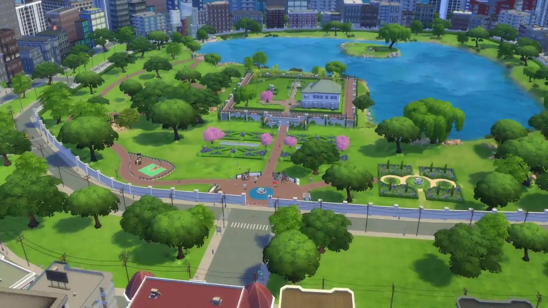 Симс 4 в каком городе. The sims 4 города. the sims 4: city living. парк сан мишуно. центральный парк сан мишуно симс.