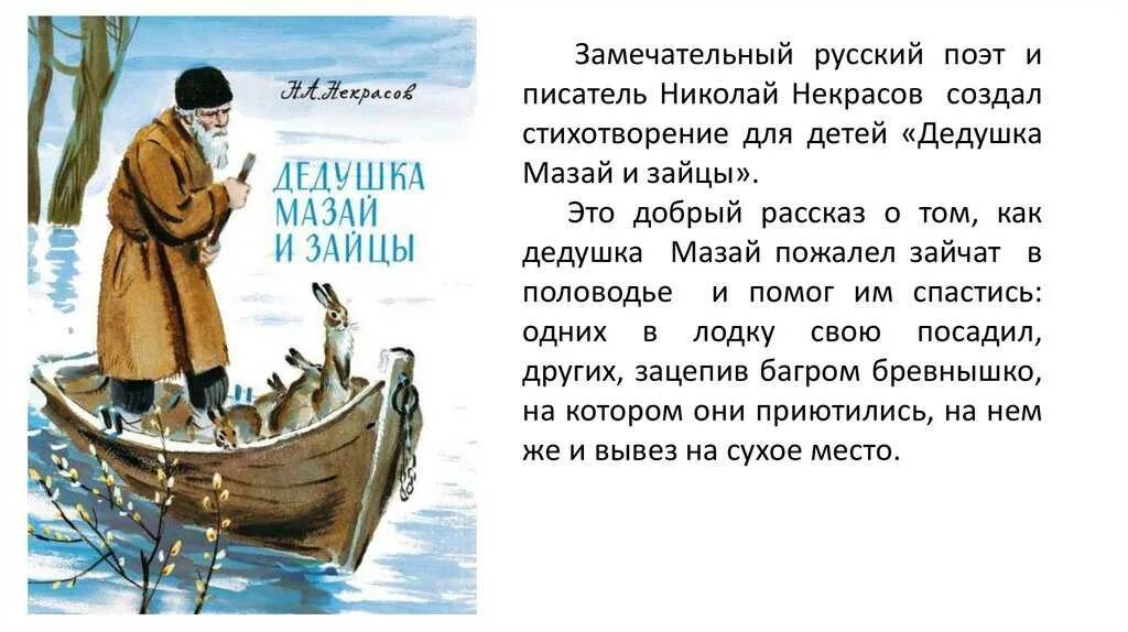 Дед мазай читать рассказ. Некрасова н.а. «дедушка Мазай и зайцы»,. Стихотворение Некрасова дедушка Мазай и зайцы.