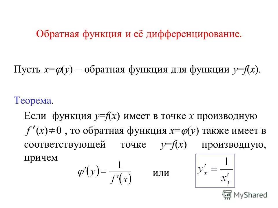 Обратная функция это