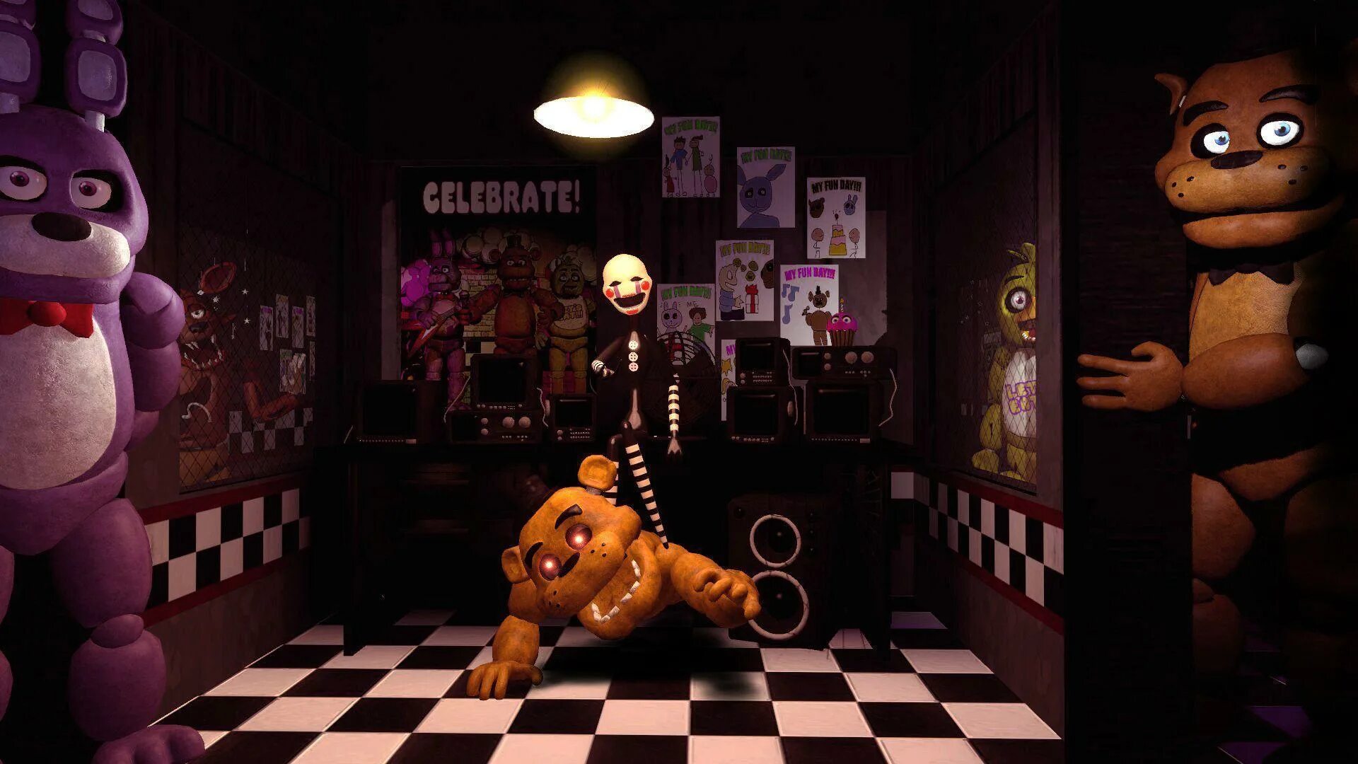 New nights at freddy s. ФНФ Фредди. Фредди хасбер. Фон ФНАФ. Обои на рабочий столфнф.