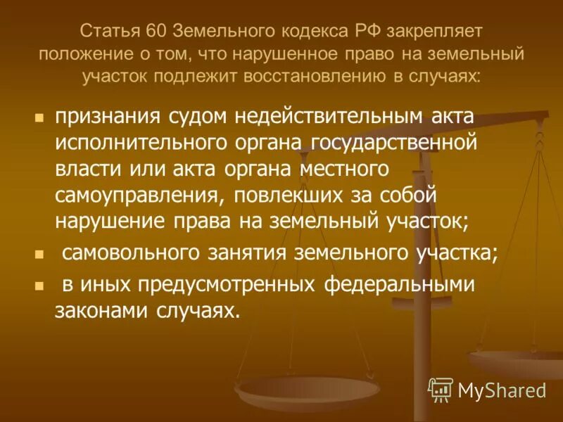 105 зк рф. Нарушения прав на землю. Земельный кодекс. Восстановление нарушенных прав на земельный участок. Земельное право в ГК РФ.