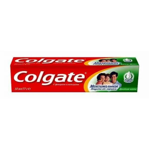 Максимальная защита 50. З/П Colgate 100мл защита от кариеса двойная мята. Зубная паста Colgate максимальная защита от кариеса двойная мята 50 мл. ЗП Colgate максимальная защита от кариеса "двойная мята". Паста зубная Колгейт защита от кариеса 50мл.