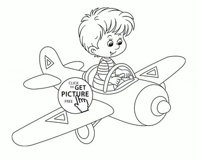 Small Airplane and Little Pilot coloring page for preschoolers, transportation c
