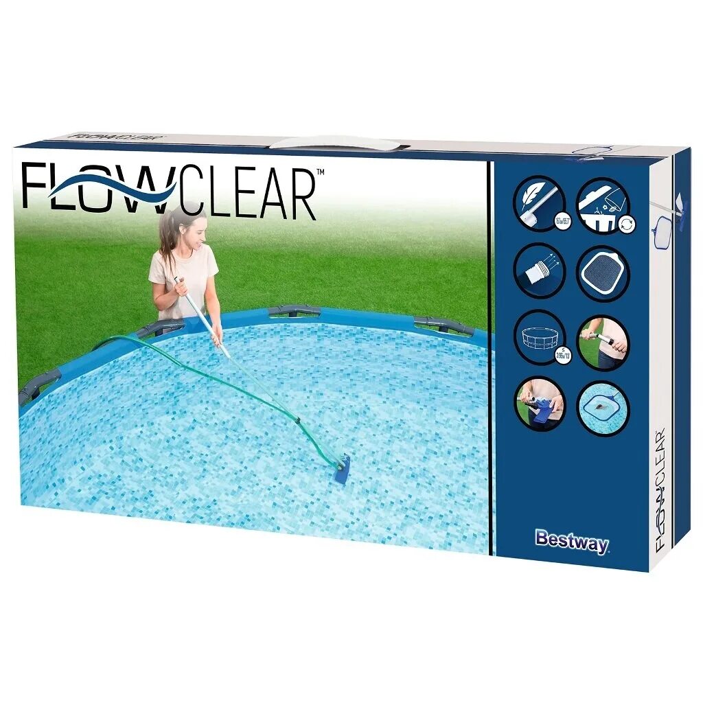 Flow clear для чистки бассейна. Набор бествей 58013. набор для чистки бассейна bestway. щетка для бассейна bestway. flowclear набор для чистки бассейна.