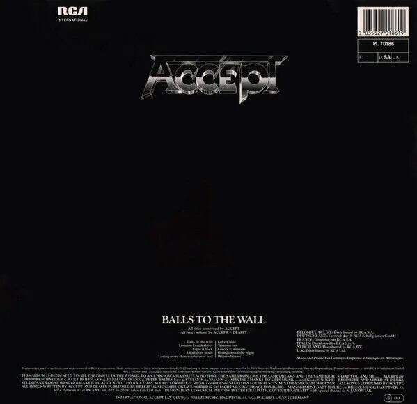 Группа accept 1983. Accept balls to the Wall обложка. Accept balls to the Wall 1983. Accept balls to the Wall винил. Полный альбом группы