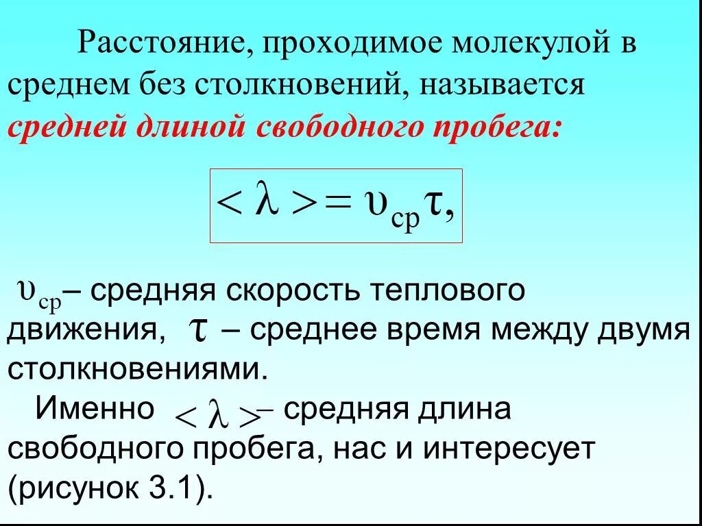 Средняя длина пробега молекул газа