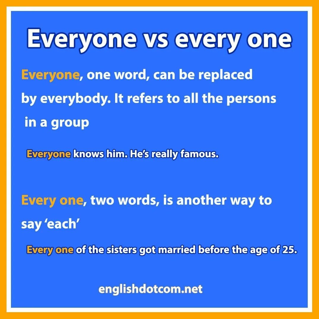Переведи every one. Every everyone. everyone vs everybody. everyone all разница. everybody everyone разница в чем.