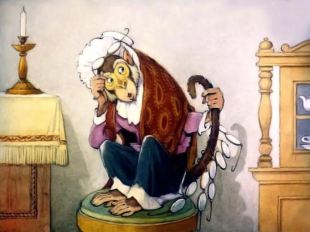 Басня Ивана Андреевича Крылова мартышка и очки. Иллюстрация к басне Крылова мартышка и очки.