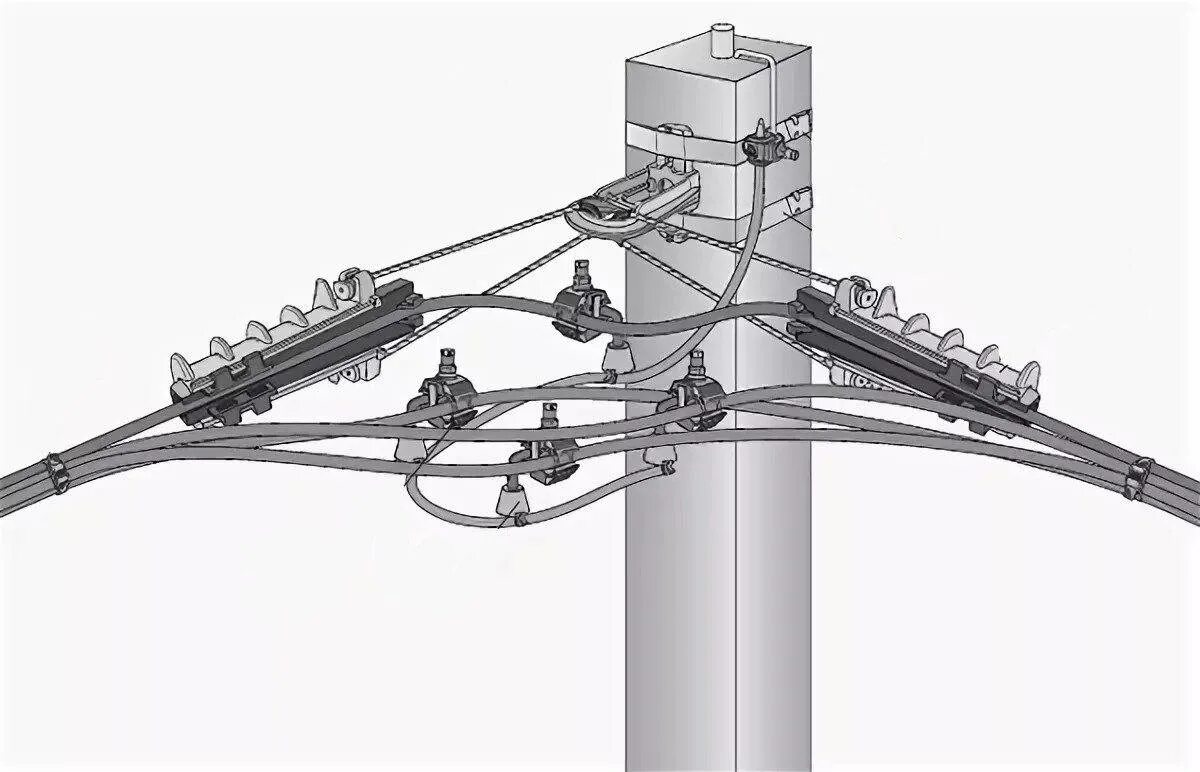 Соединения проводов воздушной линии. Арматура для провода СИП 10кв. Анкерные зажимы для сип3 вл-10кв. Линейная арматура для СИП 3 10кв. Крепление самонесущего провода СИП 2х16 на опоре со светильником.