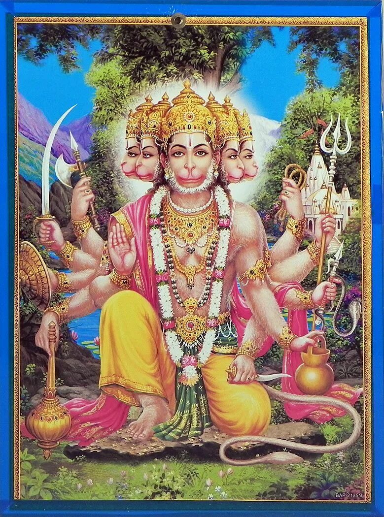 Боги 46. Panchmukhi Hanuman. Шива т Хануман. Panchamukhi hunman.