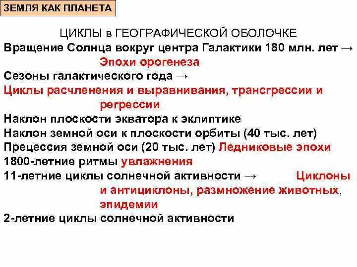 Циклы планеты земля. Циклы планеты земля