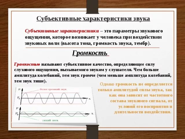 Субъективные характеристики звука. Объективные и субъективные характеристики звука. Субъективные параметры звука. Характеристика звуков.