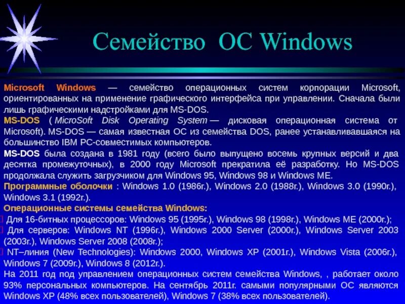 Операционные системы семейства Windows. Краткая характеристика ОС Windows. Операционная система виндовс это кратко. Операционная система Windows презентация. История windows доклад