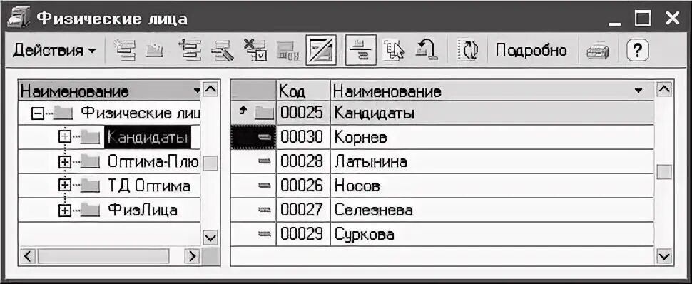 Справочник лица