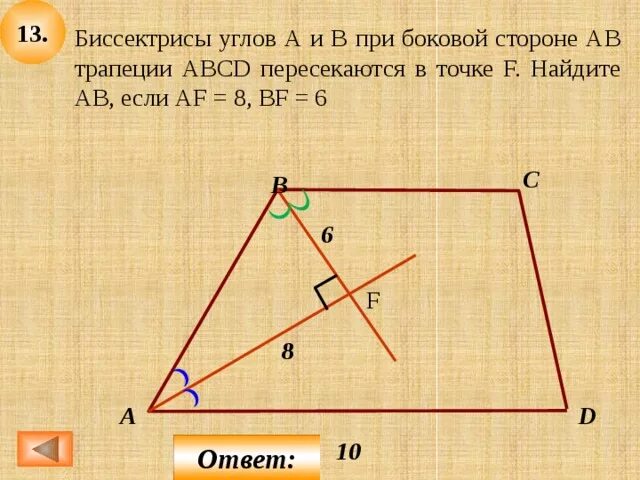 На боковой стороне сд. Биссектрисы углов трапеции. Биссектриса в трапеции. Биссектрисы при боковой стороне трапеции. Биссектрисы трапеции пересекаются.