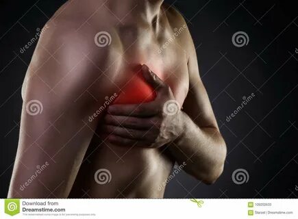 Heart Attack, Man With Chest Pain On Black Background Stock Image - Image o...